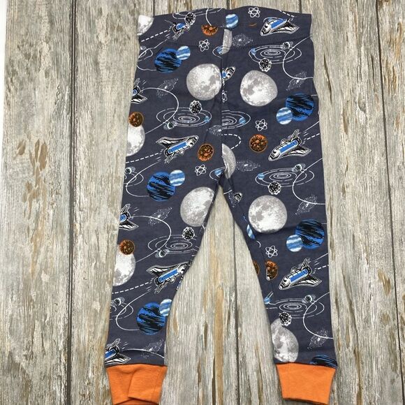 Spaceship Galaxy Cotton Long Sleeve Tight Fit Pajamas Lounge 2-Piece Set Sz 18M - Picture 3 of 7
